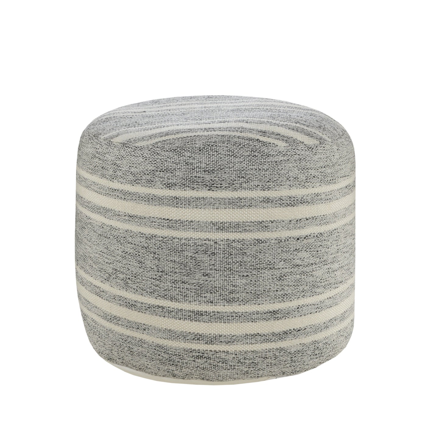 LAKEVIEW 18" GRAY STRIPED OUTDOOR POUF OTTOMAN