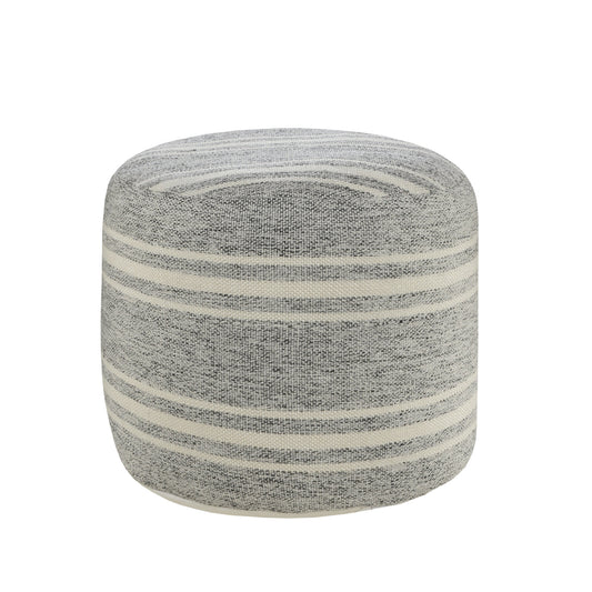 LAKEVIEW 18" GRAY STRIPED OUTDOOR POUF OTTOMAN