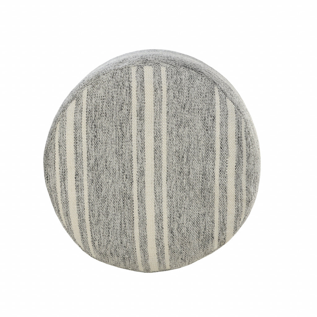 LAKEVIEW 18" GRAY STRIPED OUTDOOR POUF OTTOMAN - Varnish & Vibe