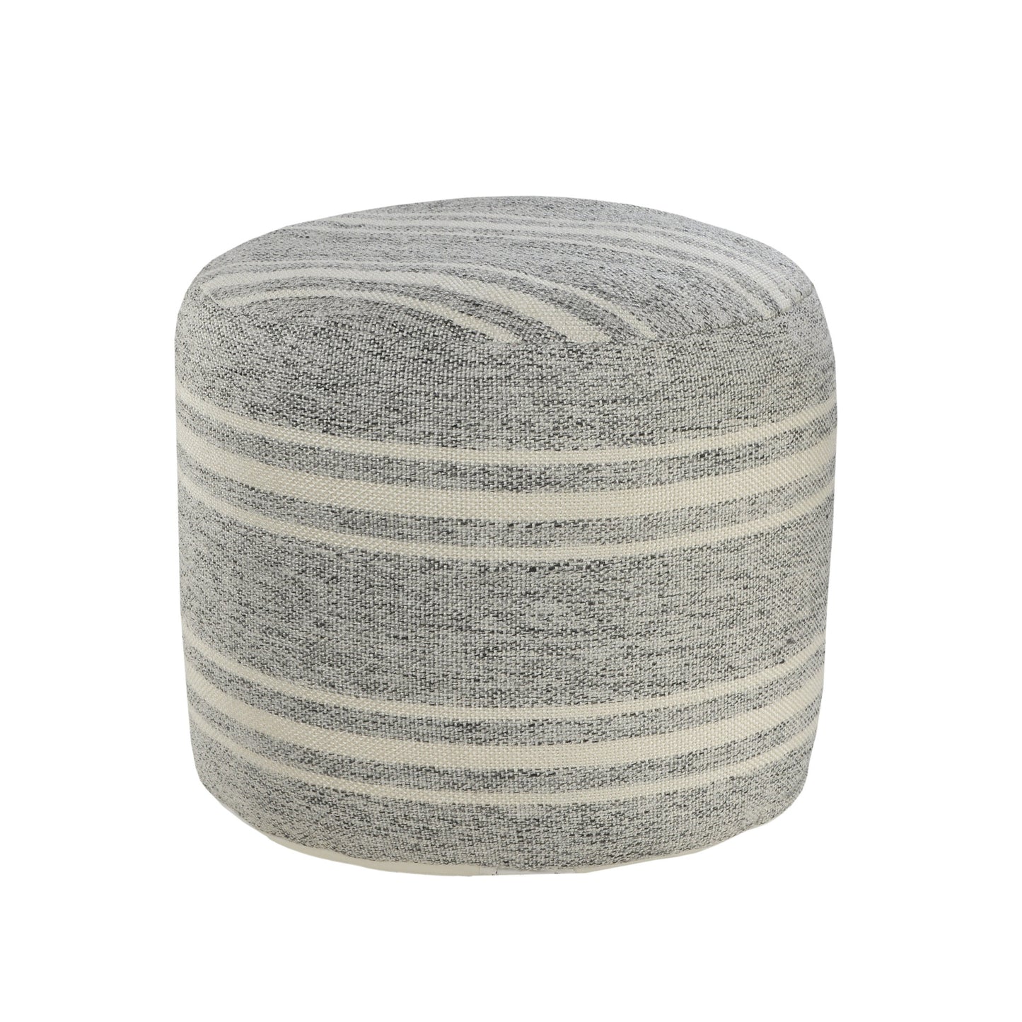 LAKEVIEW 18" GRAY STRIPED OUTDOOR POUF OTTOMAN