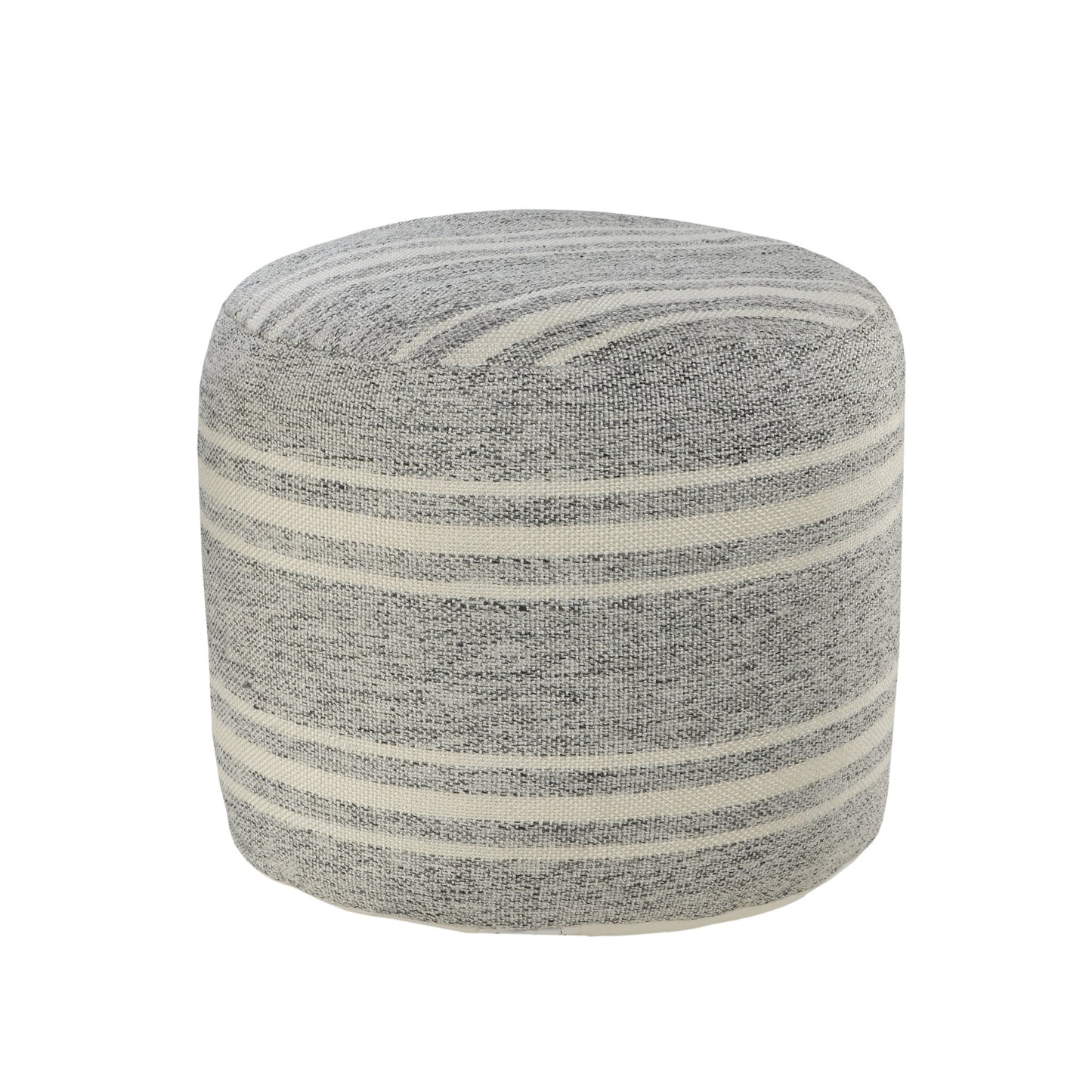 LAKEVIEW 18" GRAY STRIPED OUTDOOR POUF OTTOMAN - Varnish & Vibe