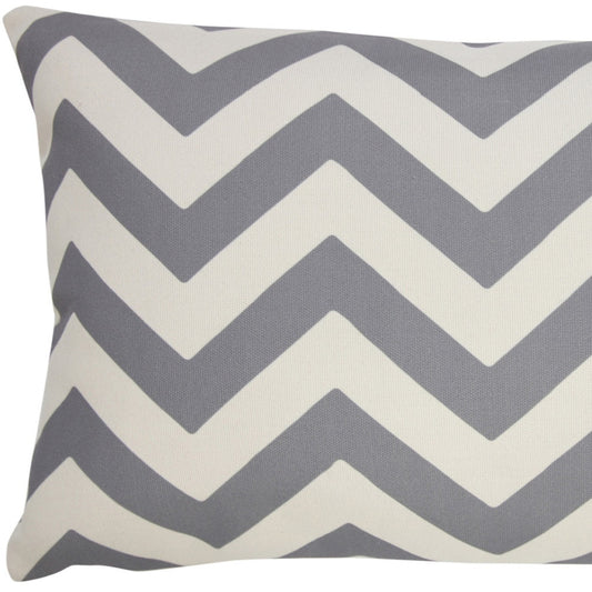 LAKEVIEW 14" x 20" GRAY CHEVRON OUTDOOR THROW PILLOW