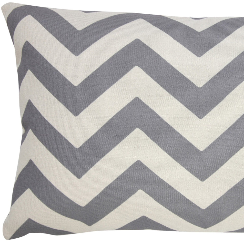 LAKEVIEW 14" x 20" GRAY CHEVRON OUTDOOR THROW PILLOW
