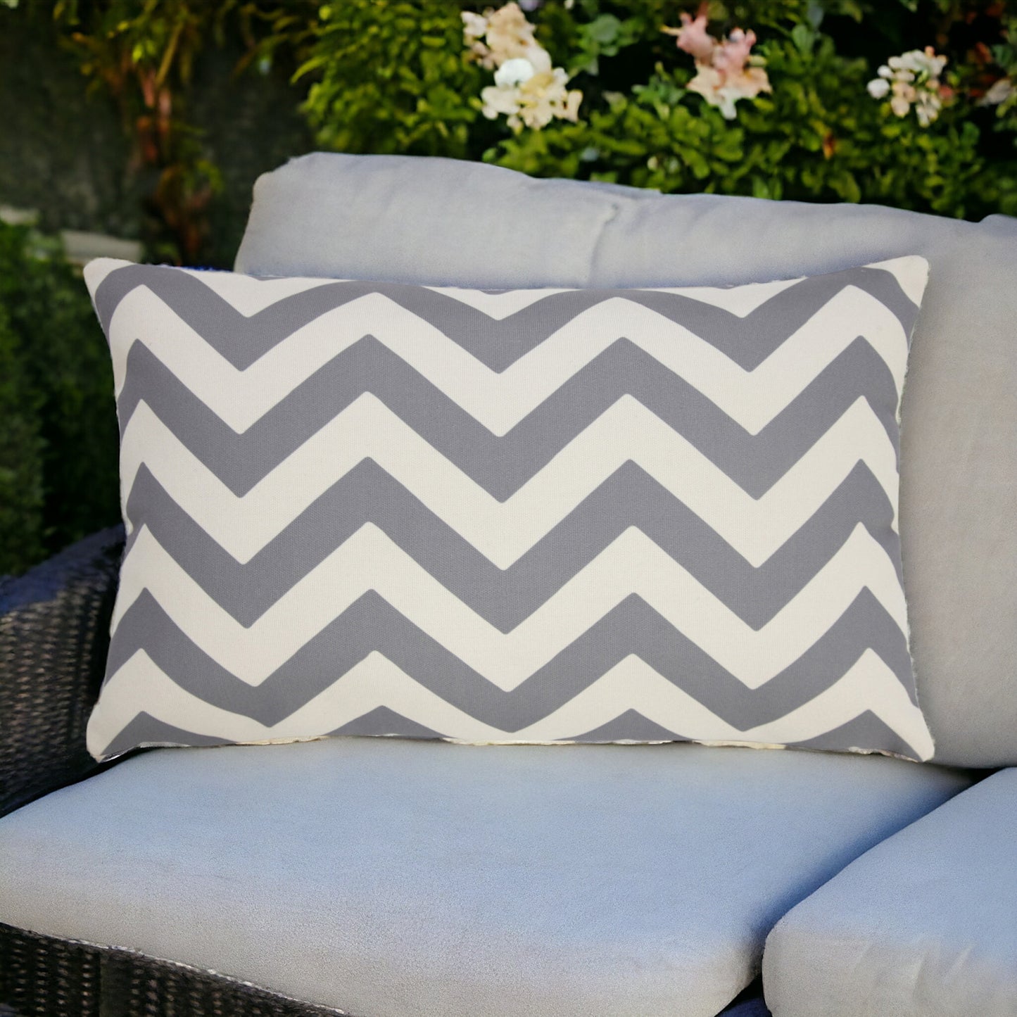 LAKEVIEW 14" x 20" GRAY CHEVRON OUTDOOR THROW PILLOW