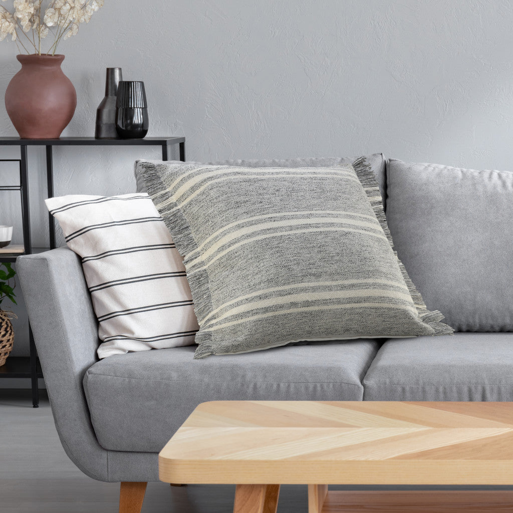 LAKEVIEW 24" GRAY GEOMETRIC OUTDOOR THROW PILLOW