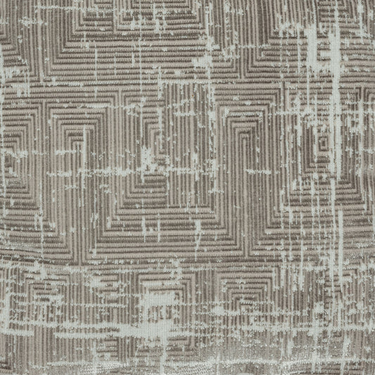 Textured fabric pattern with geometric design in brown and beige tones