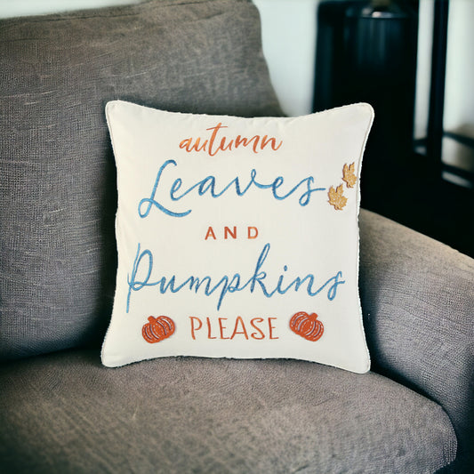thanksgiving cotton pillow applique embroidery, cotton pillow applique embroidery, blue orange thanksgiving cotton pillow, orange thanksgiving cotton pillow applique, thanksgiving cotton pillow applique