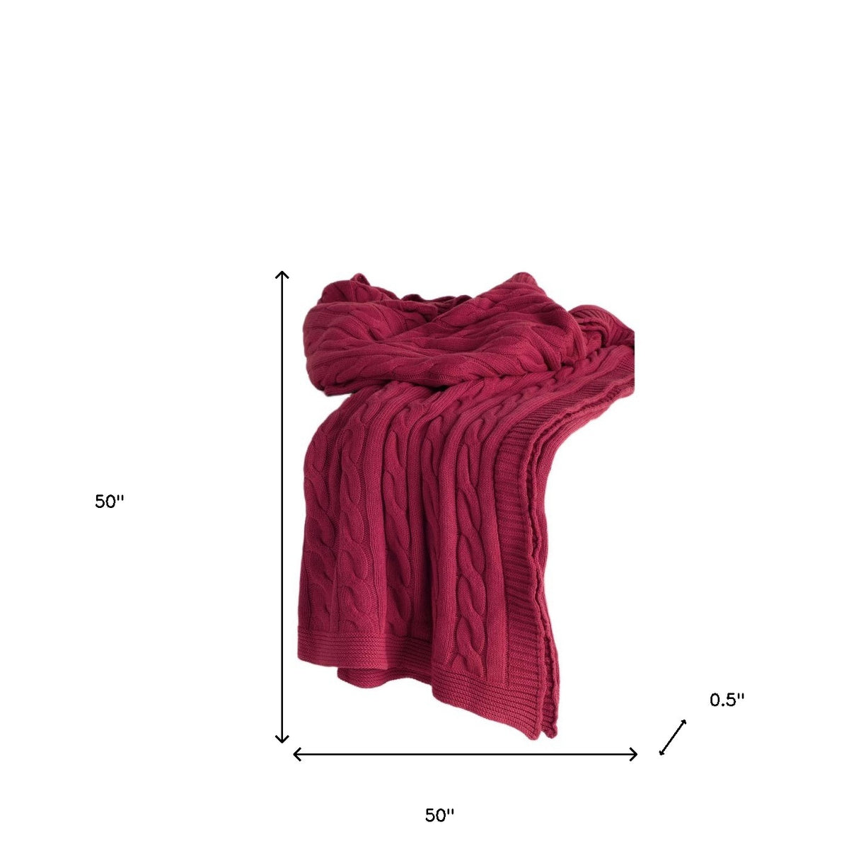 LAUREL RED KNITTED 100% COTTON THROW BLANKET
