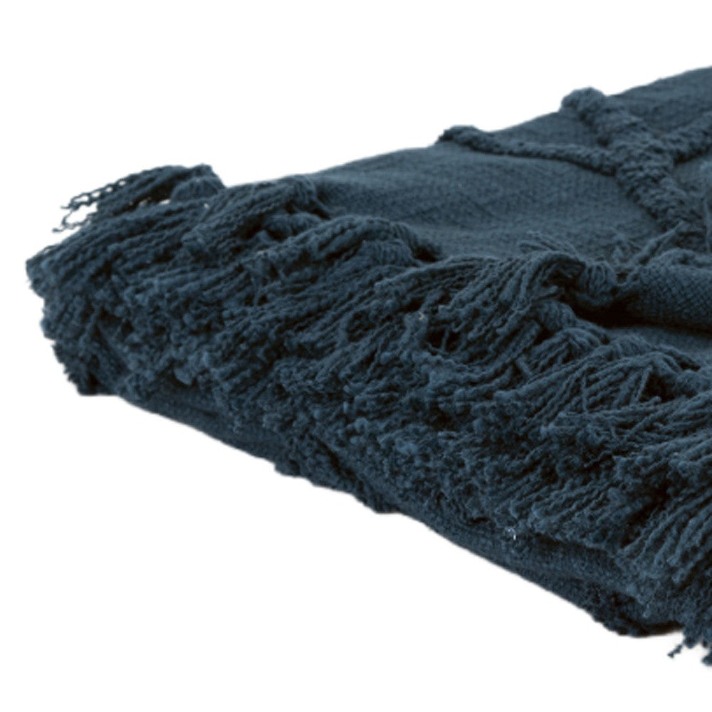 LAKEVIEW BLUE WOVEN COTTON THROW BLANKET