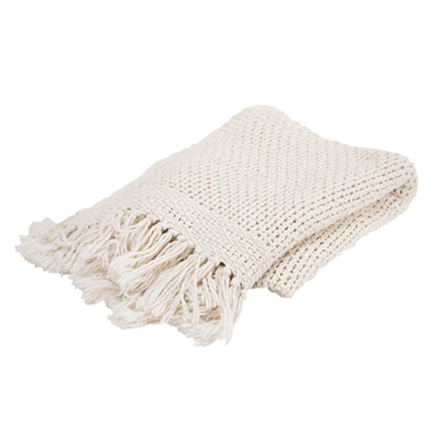 OCEAN WHITE WOVEN COTTON THROW BLANKET