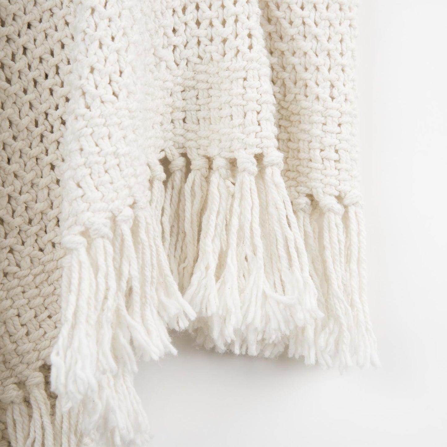 OCEAN WHITE WOVEN COTTON THROW BLANKET