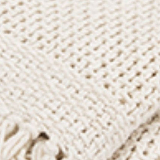 OCEAN WHITE WOVEN COTTON THROW BLANKET