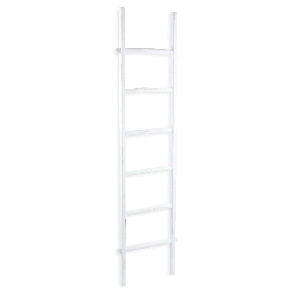 76" WHITE SIX STEP SOLID WOOD DECORATIVE LADDER - Varnish & Vibe