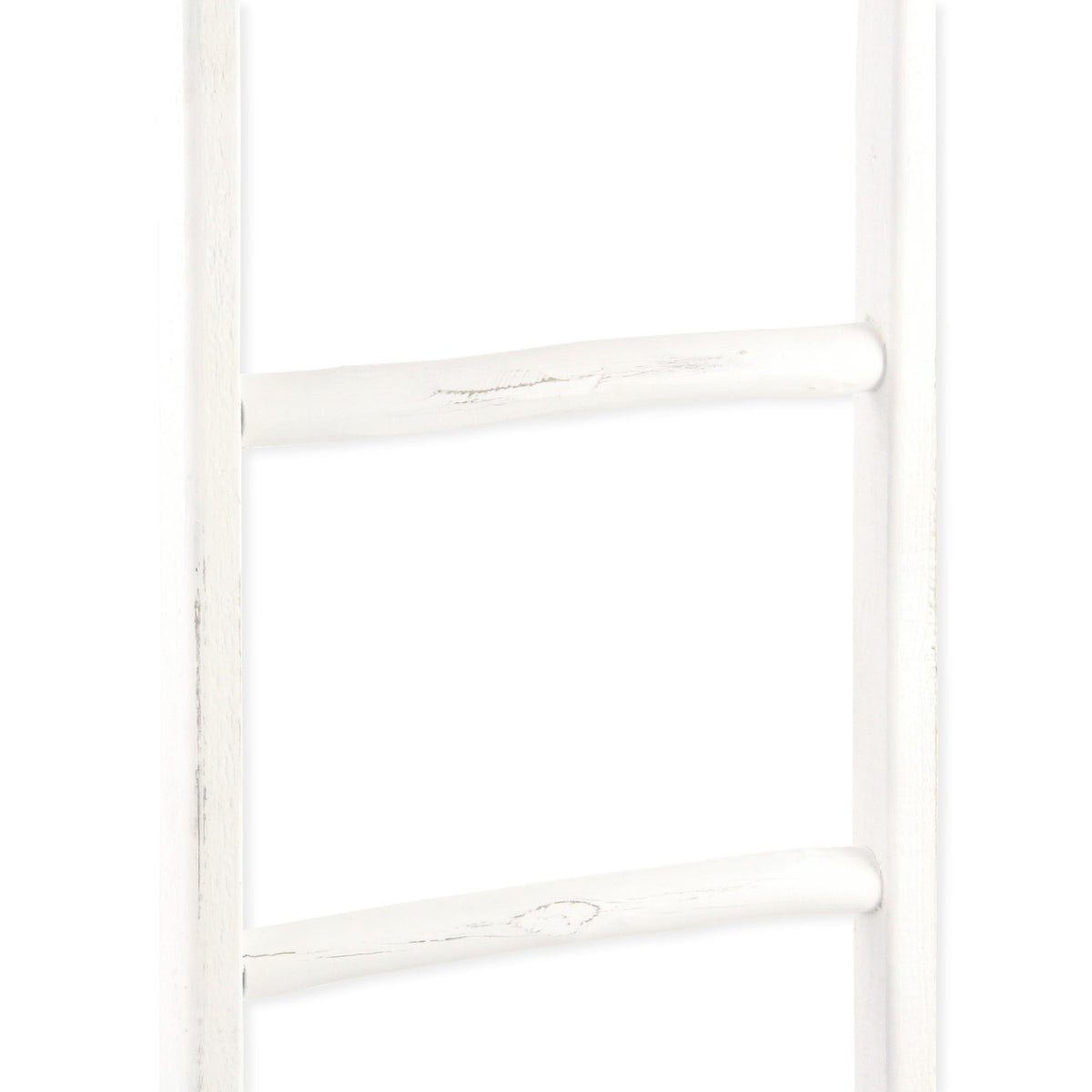 76" WHITE SIX STEP SOLID WOOD DECORATIVE LADDER - Varnish & Vibe
