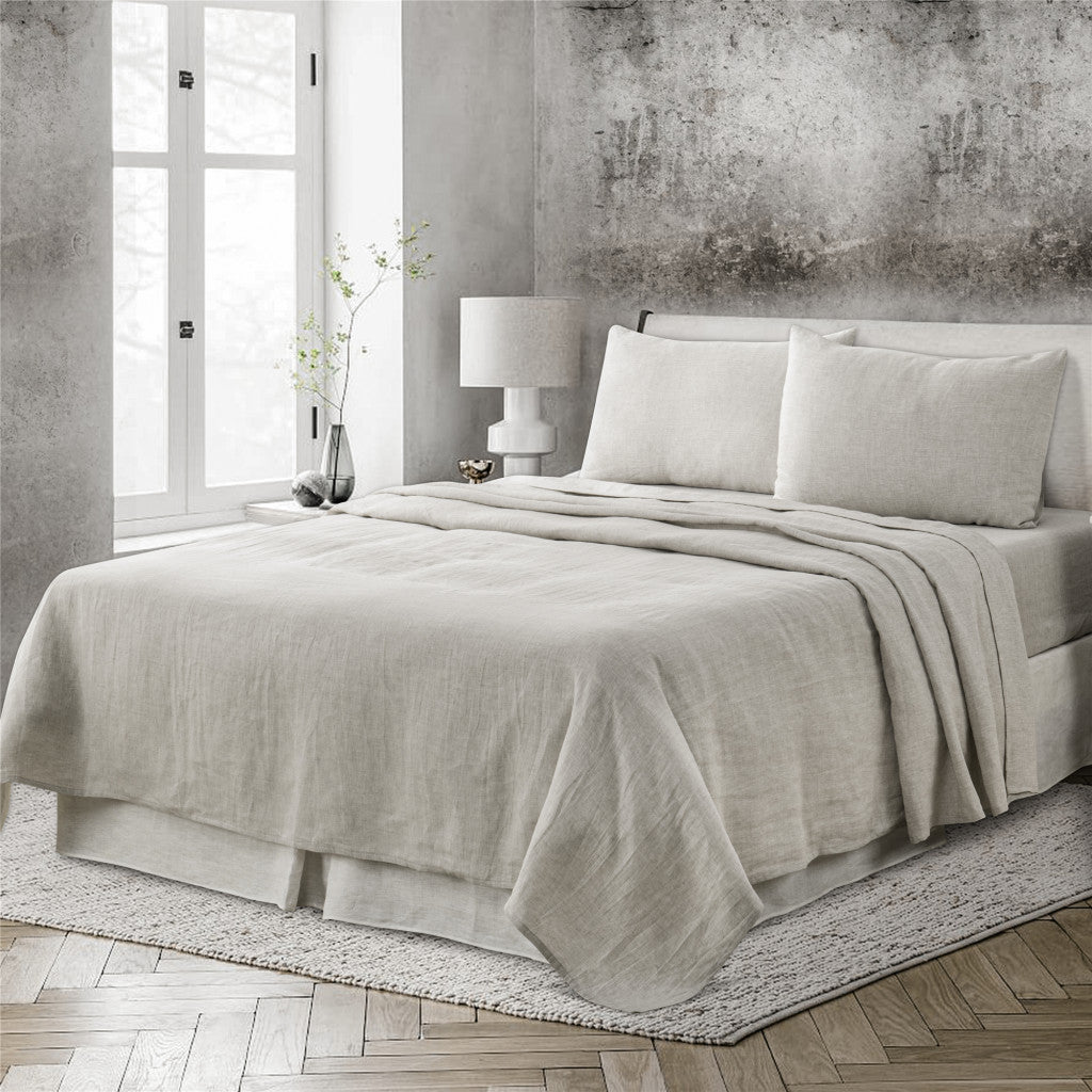 FOUR PIECE LIGHT GRAY LINEN KING SHEET SET - Varnish & Vibe