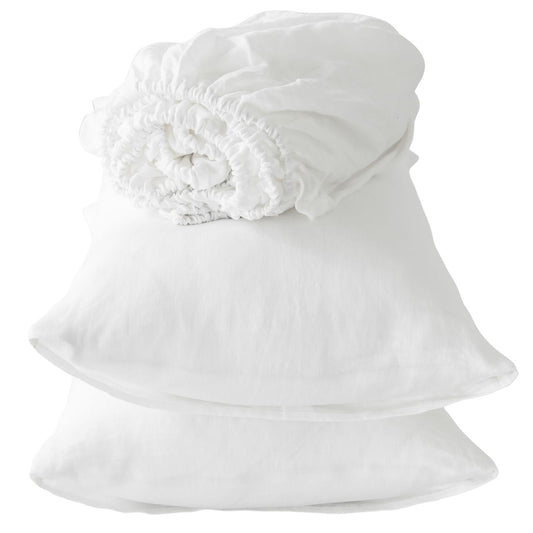 FOUR PIECE IVORY LINEN SHEET SET - Varnish & Vibe