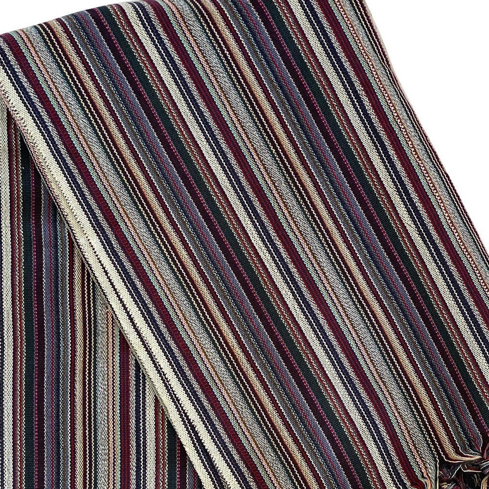Close-up of a striped fabric with multicolor pattern