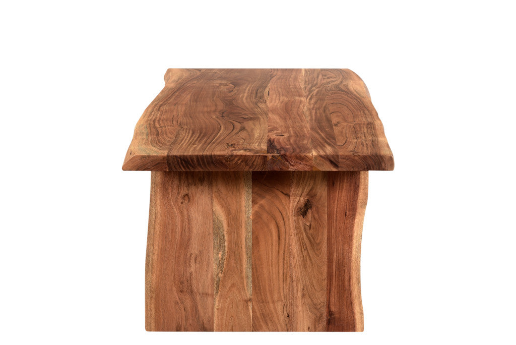 CALABASAS 51" BROWN SOLID WOOD SLED COFFEE TABLE - Varnish & Vibe