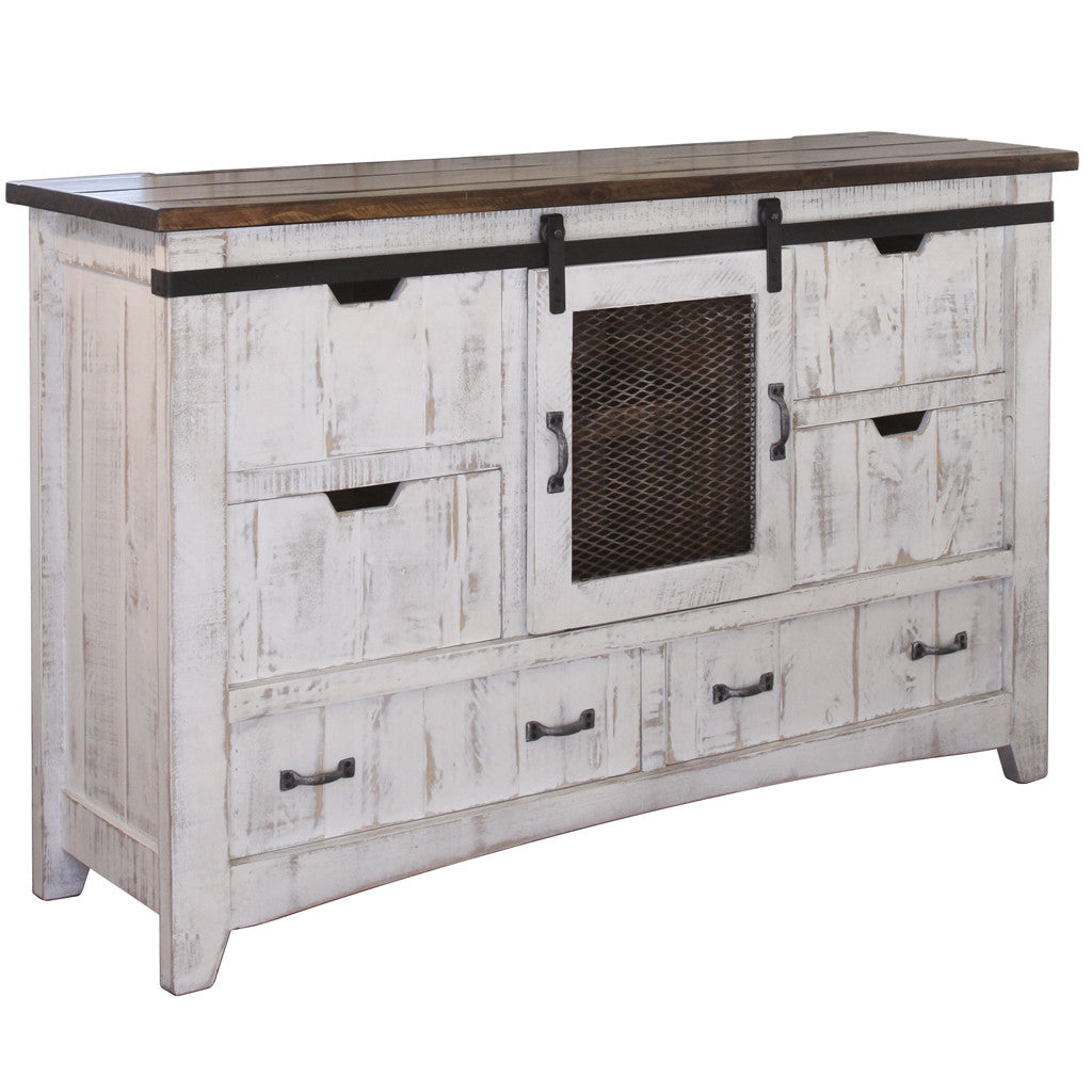 OCEAN 62" ANTIQUED WHITE SOLID WOOD DRESSER