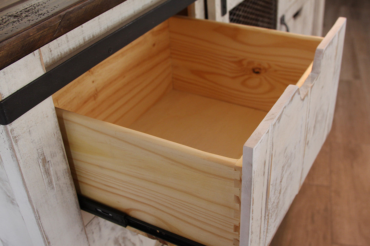 OCEAN 37" ANTIQUED WHITE SOLID WOOD DRAWER