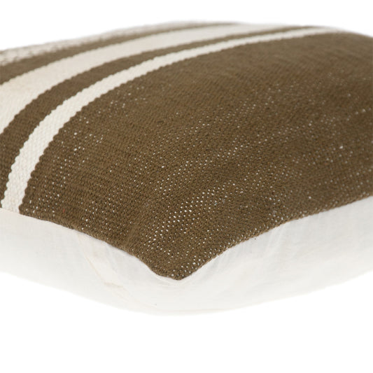 PALISADES 18" BROWN AND WHITE COTTON STRIPED THROW PILLOW - Varnish & Vibe
