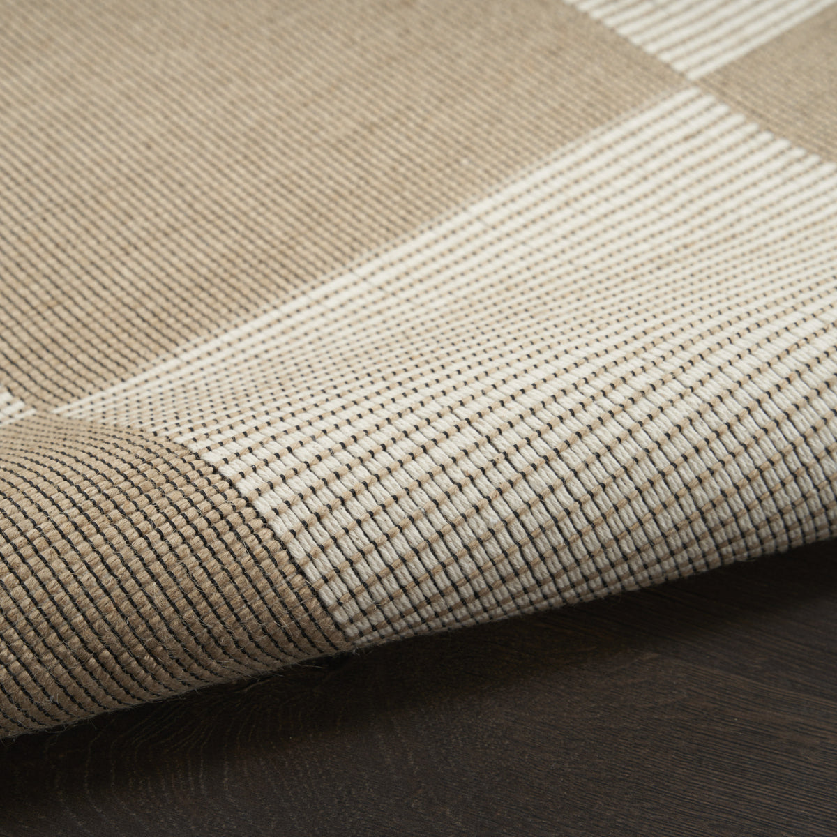 5' X 7' NATURAL AND IVORY GEOMETRIC POWER LOOM WASHABLE NON SKID AREA RUG - Varnish & Vibe