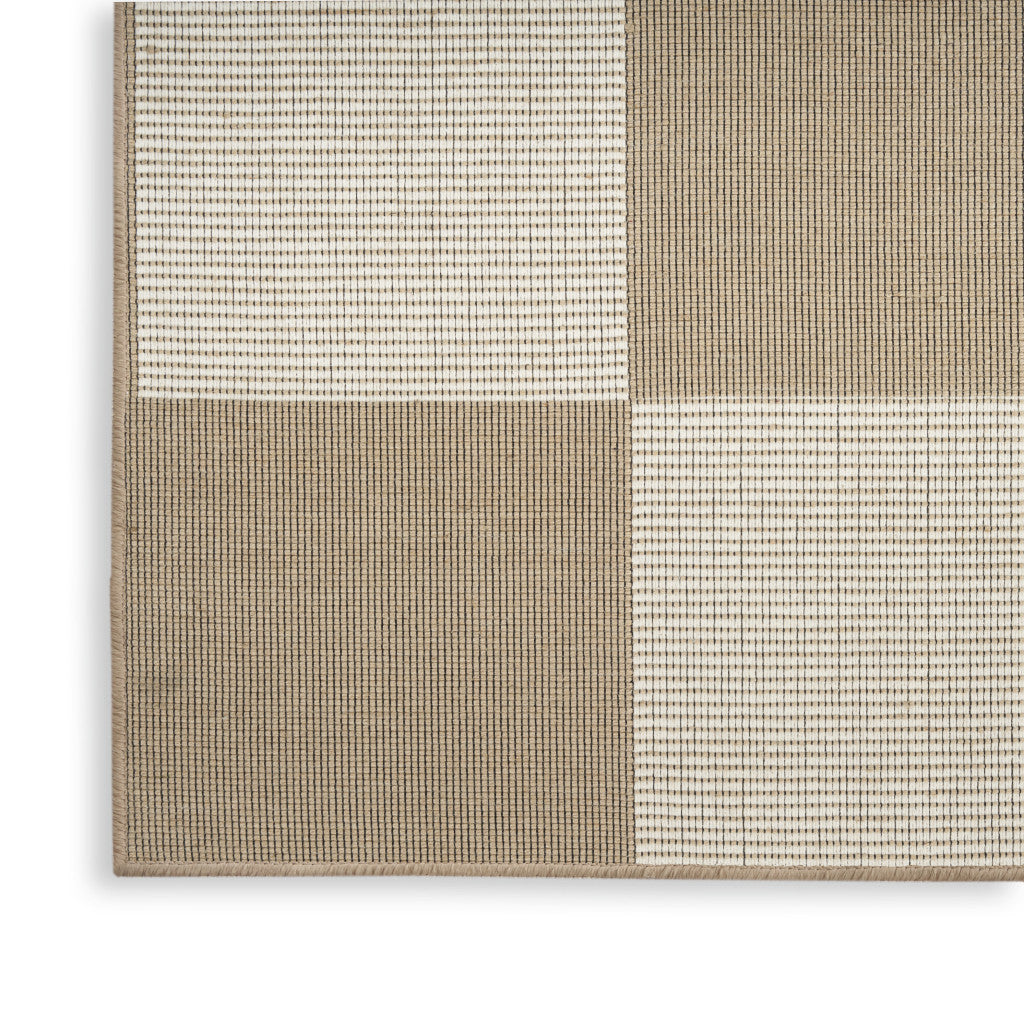 5' X 7' NATURAL AND IVORY GEOMETRIC POWER LOOM WASHABLE NON SKID AREA RUG - Varnish & Vibe