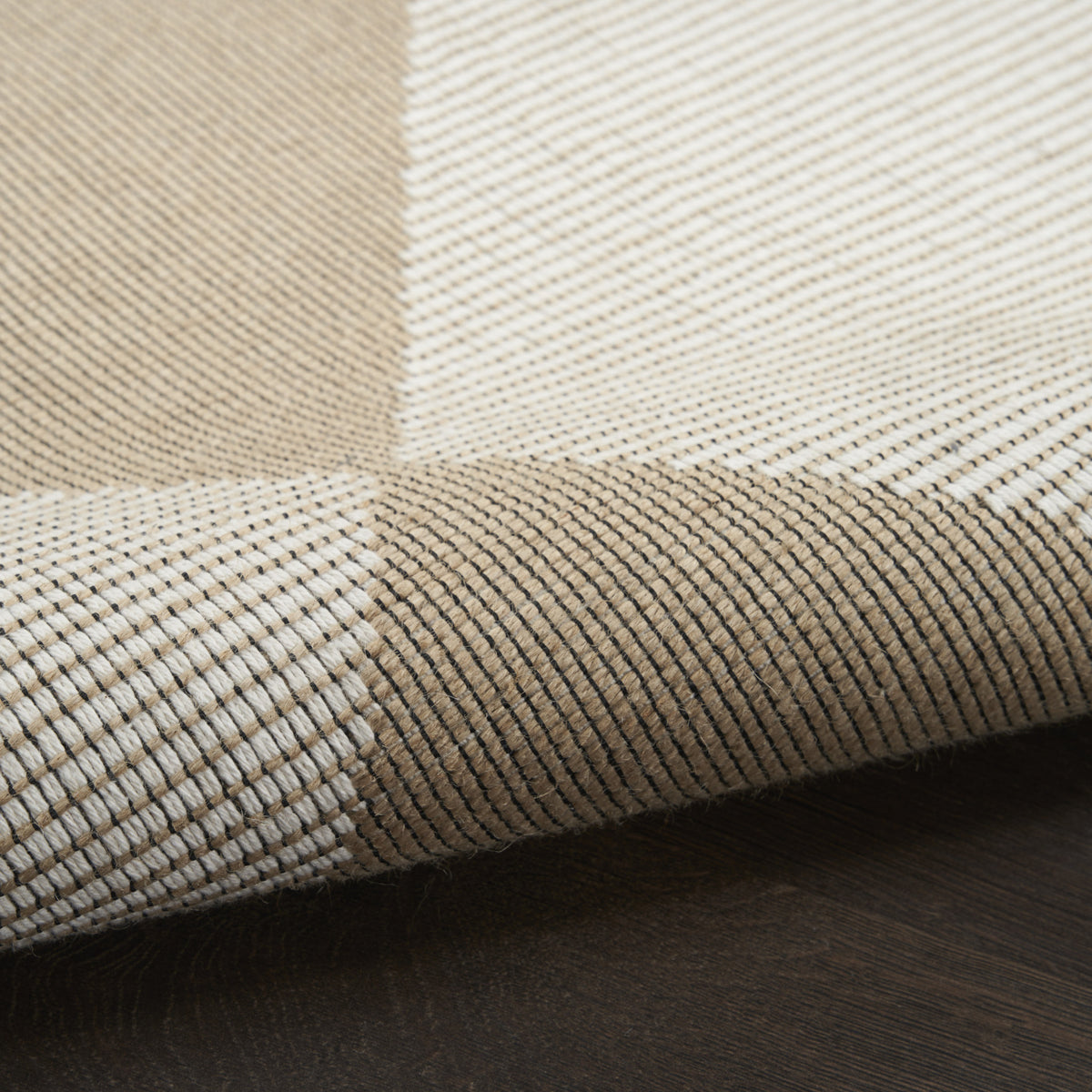 8' X 10' NATURAL AND IVORY GEOMETRIC POWER LOOM WASHABLE NON SKID AREA RUG - Varnish & Vibe