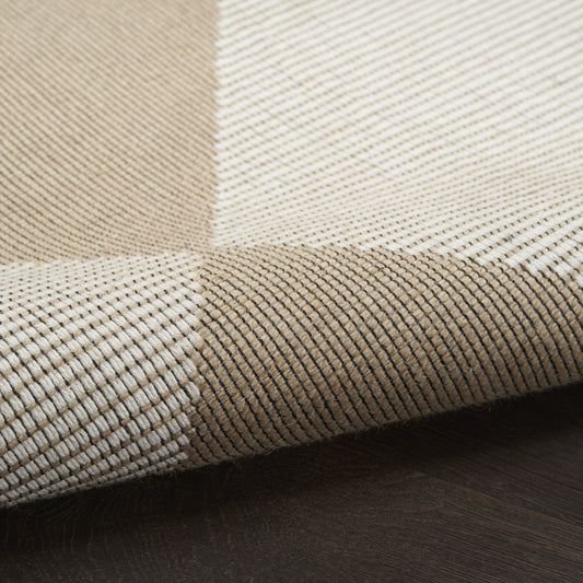 8' X 10' NATURAL AND IVORY GEOMETRIC POWER LOOM WASHABLE NON SKID AREA RUG - Varnish & Vibe