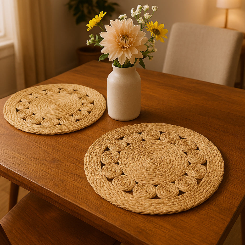 REDONDO SET OF TWO JUTE ROUND PLACEMATS - Varnish & Vibe