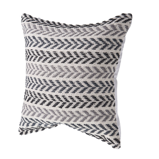 Decorative pillow with a zigzag pattern on a white background
