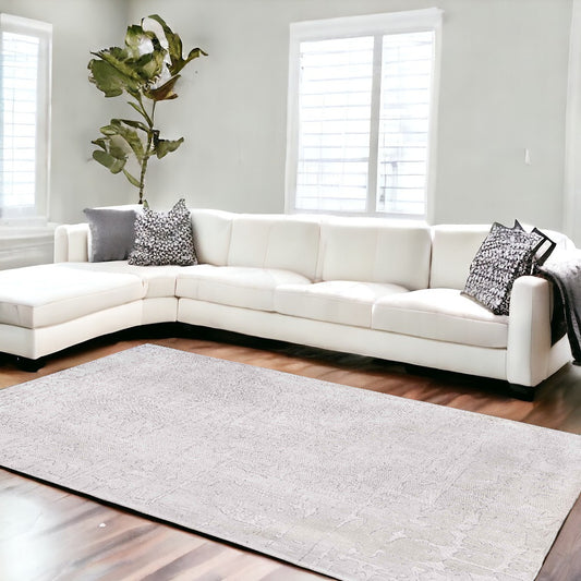 OCEAN 9' x 13' WHITE ABSTRACT RUG