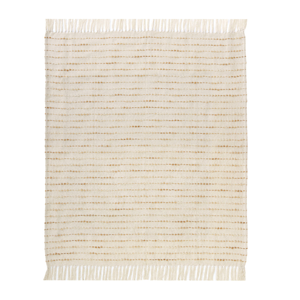 REDONDO WHITE AND BROWN COTTON THROW BLANKET