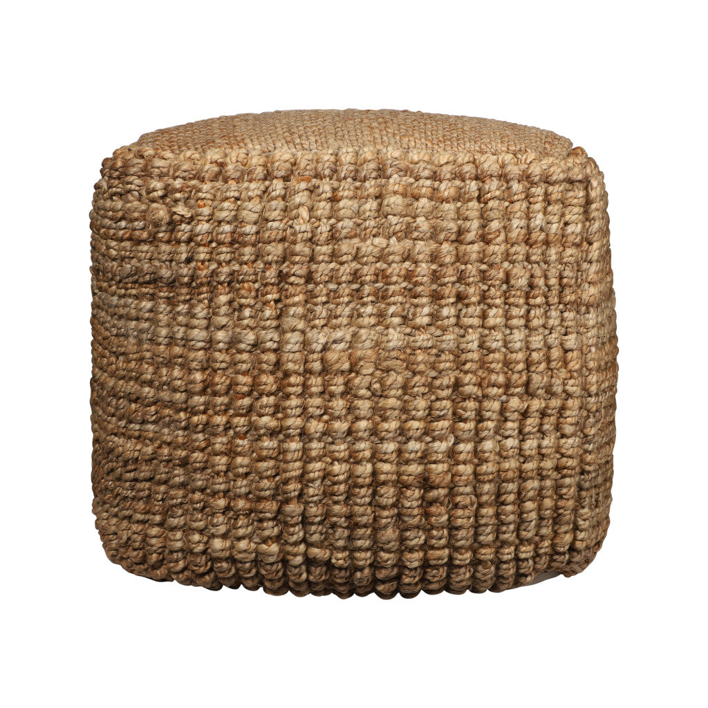 18" NATURAL JUTE BLEND CUBE POUF OTTOMAN - Varnish & Vibe