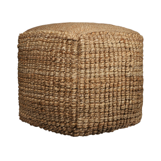 18" NATURAL JUTE BLEND CUBE POUF OTTOMAN - Varnish & Vibe