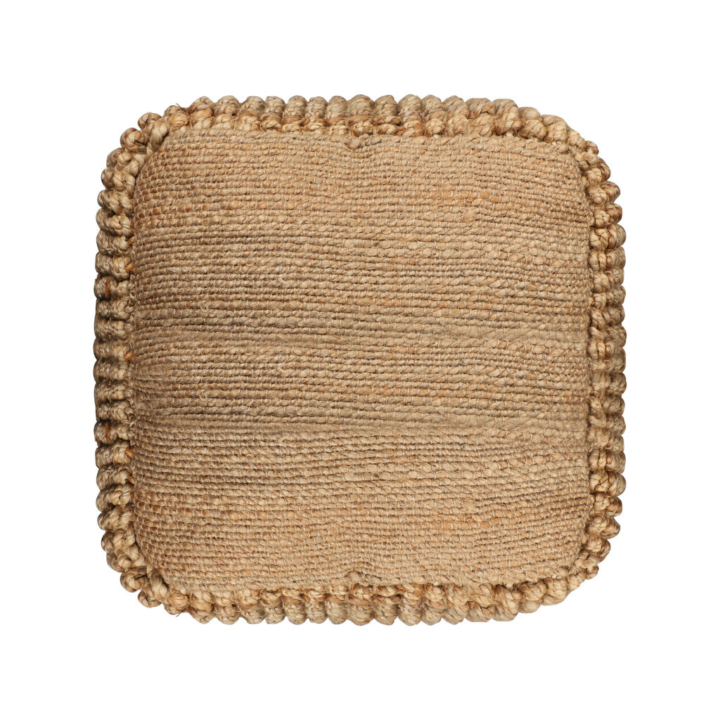 18" NATURAL JUTE BLEND CUBE POUF OTTOMAN - Varnish & Vibe