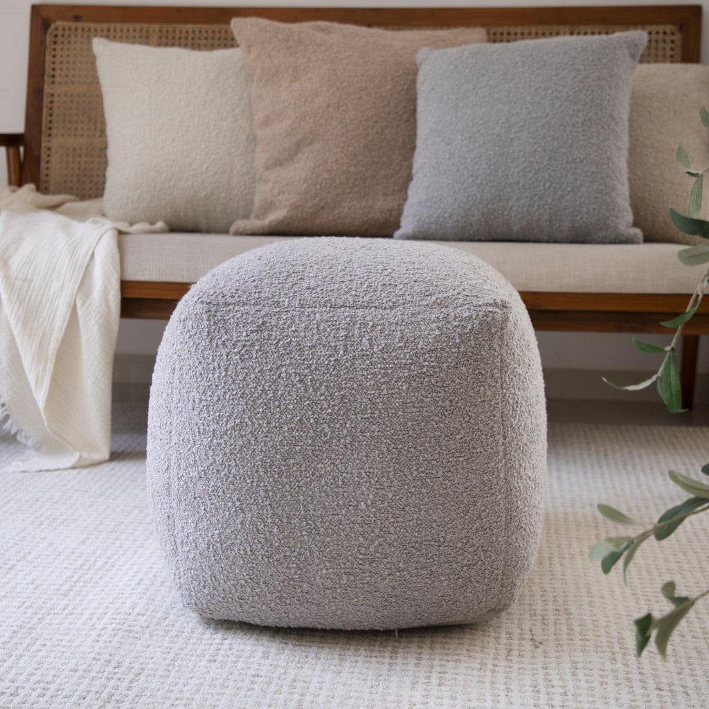 LAKEVIEW 18" GRAY OUTDOOR POUF OTTOMAN - Varnish & Vibe