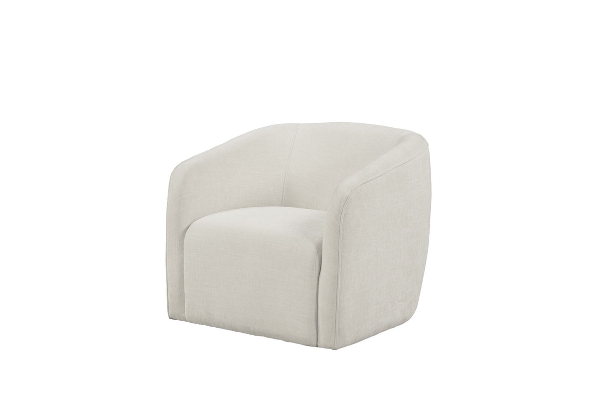 32" BEIGE FABRIC BARREL CLUB CHAIR - Varnish & Vibe