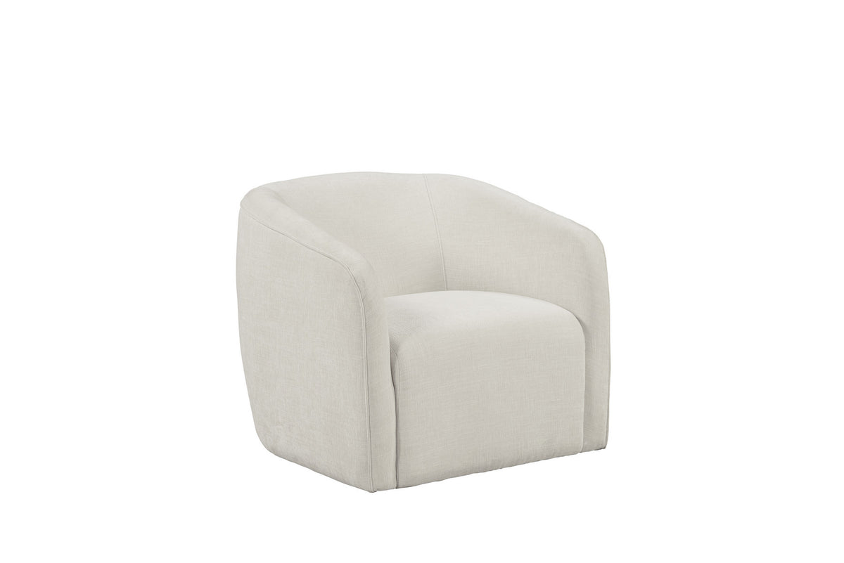 32" BEIGE FABRIC BARREL CLUB CHAIR - Varnish & Vibe