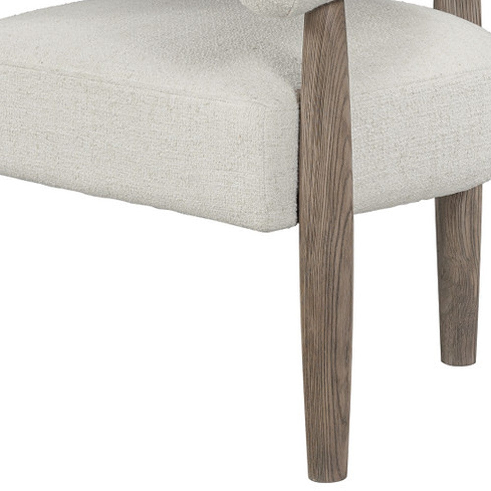 29" OFF WHITE AND ASH GRAY FABRIC AND WOOD ARMCHAIR - Varnish & Vibe