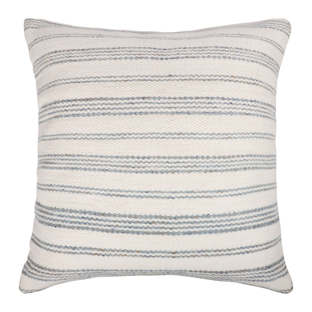 20" BLUE AND WHITE STRIPED THROW PILLOW - Varnish & Vibe
