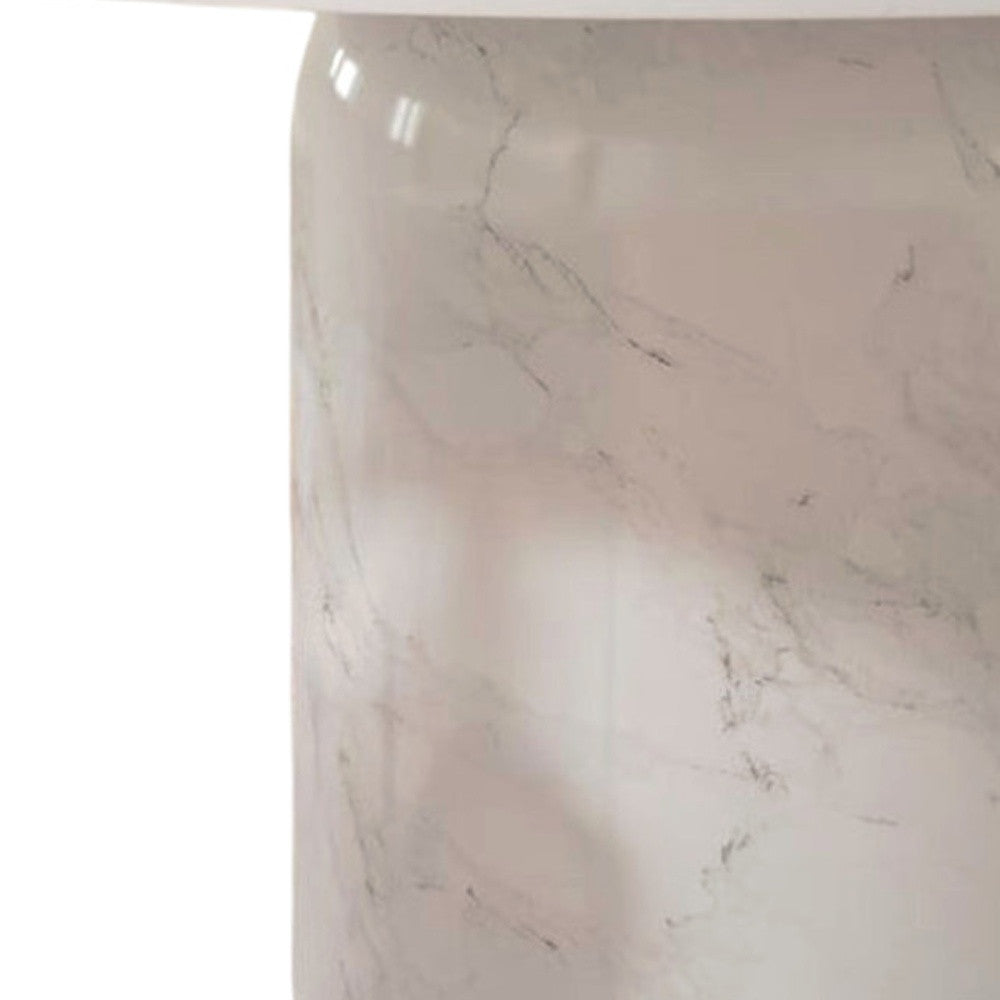 60" GRAY AND WHITE MARBLE PEDESTAL BASE ROUND TOP DINING TABLE - Varnish & Vibe
