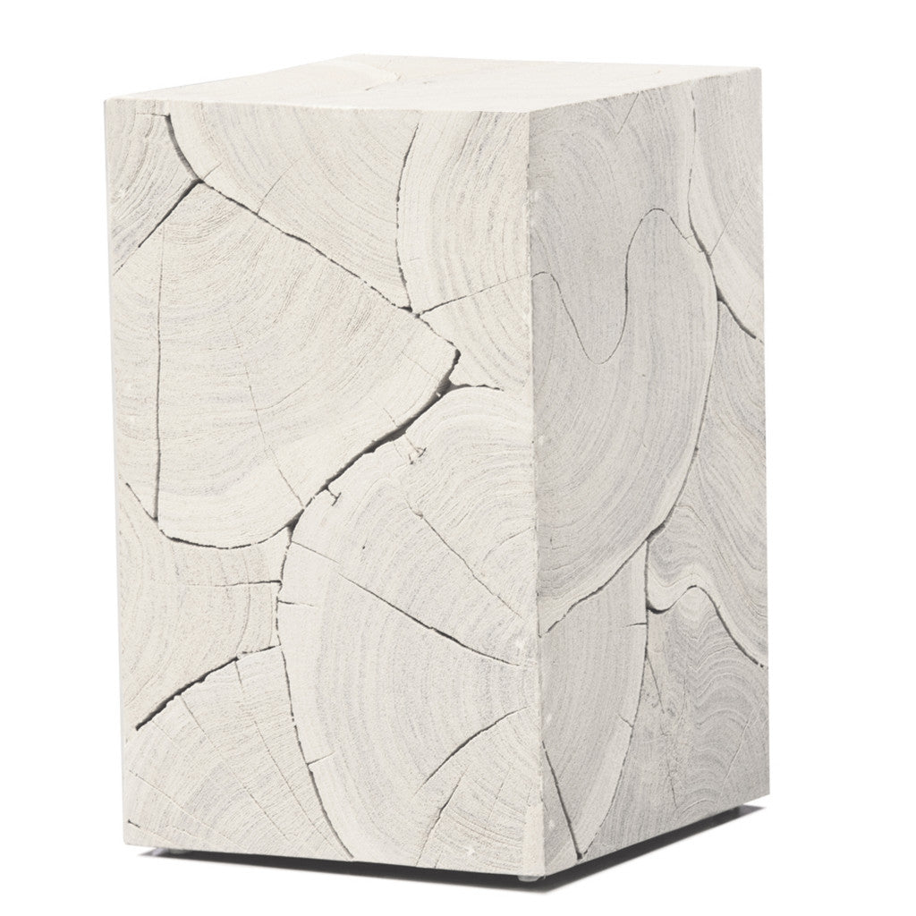 20" WHITEWASH SOLID WOOD BLOCK HANDMADE SQUARE END TABLE - Varnish & Vibe