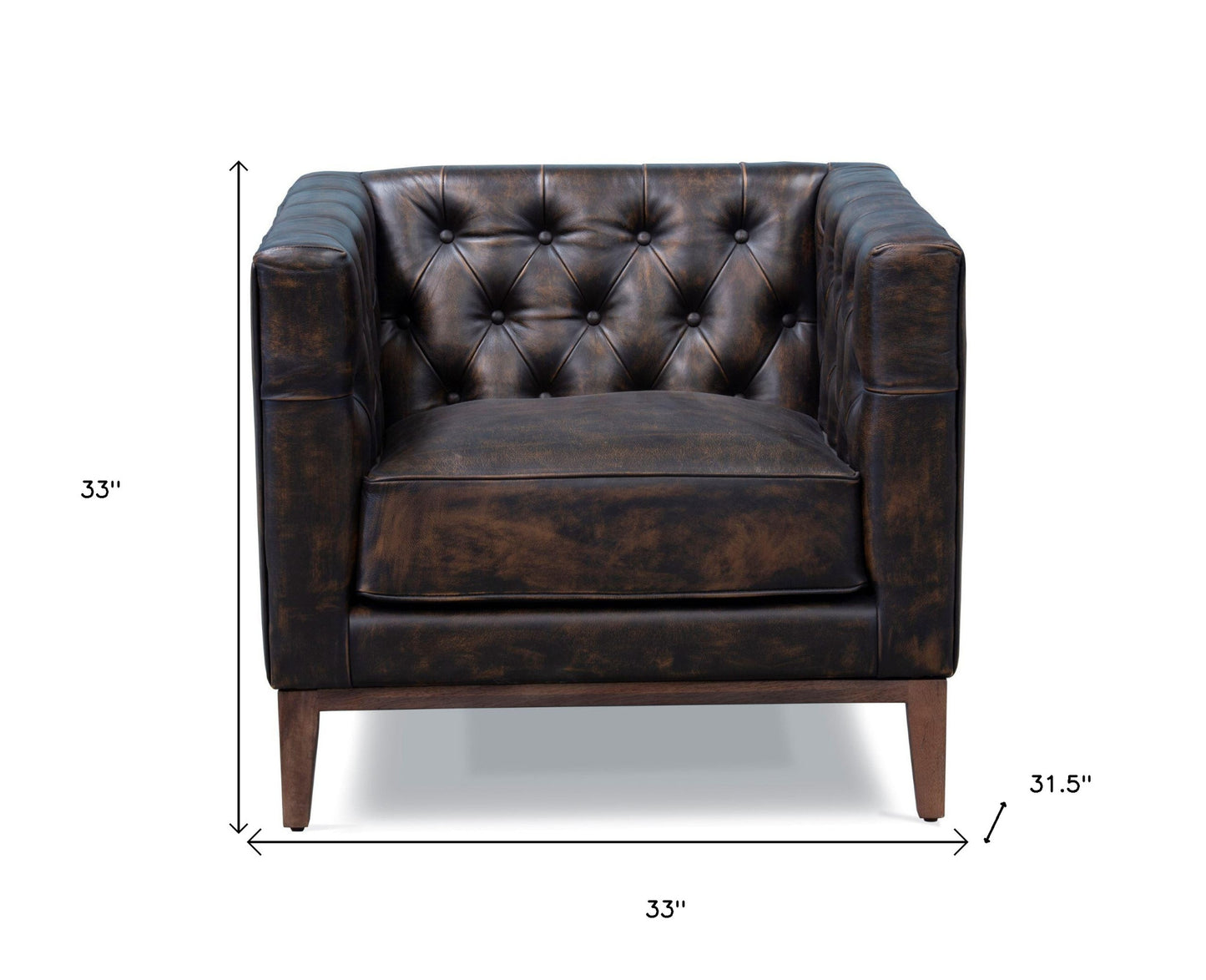 grain leather tufted club chair, leather tufted club chair, brown grain leather tufted club, tufted club chair, black brown grain leather tufted