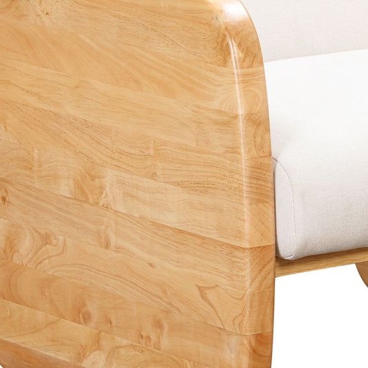 29" WHITE AND NATURAL LINEN ARMCHAIR - Varnish & Vibe