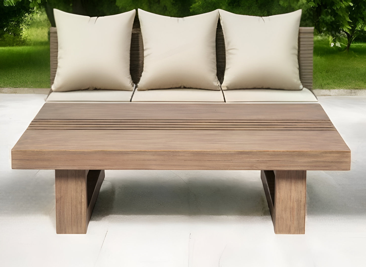 LAKEVIEW 33" NATURAL SOLID WOOD OUTDOOR COFFEE TABLE - Varnish & Vibe