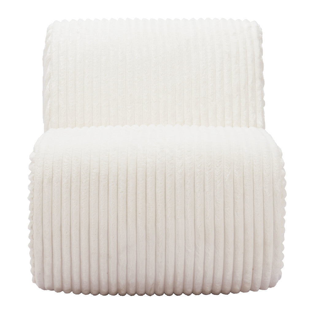 26" WHITE CORDUROY AND UPHOLSTERED LOUNGE CHAIR - Varnish & Vibe