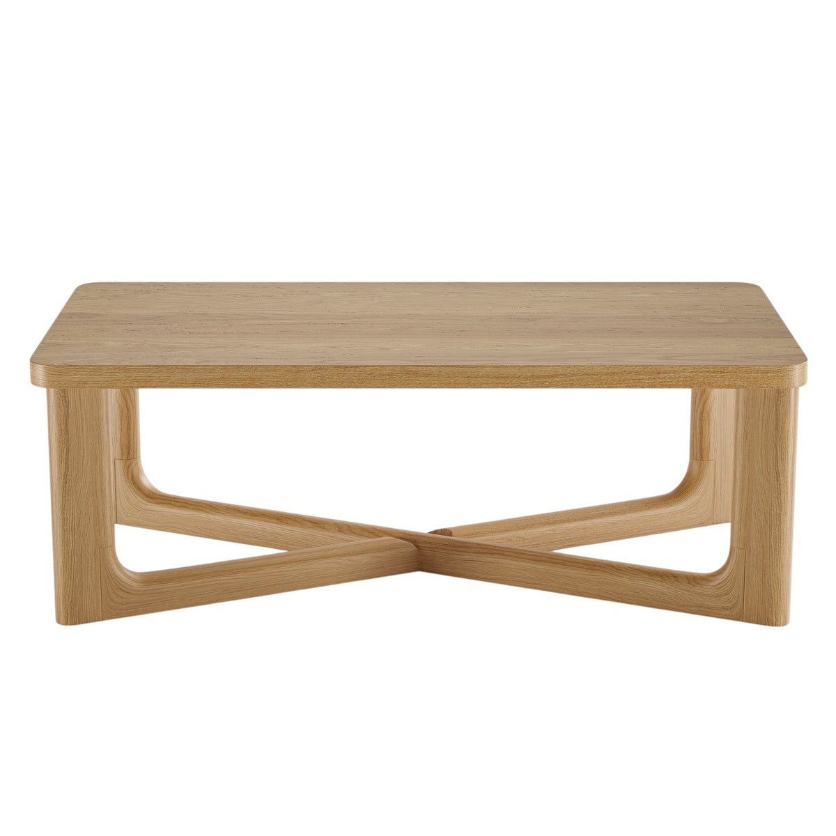 50" NATURAL SOLID WOOD CROSS LEGS COFFEE TABLE - Varnish & Vibe