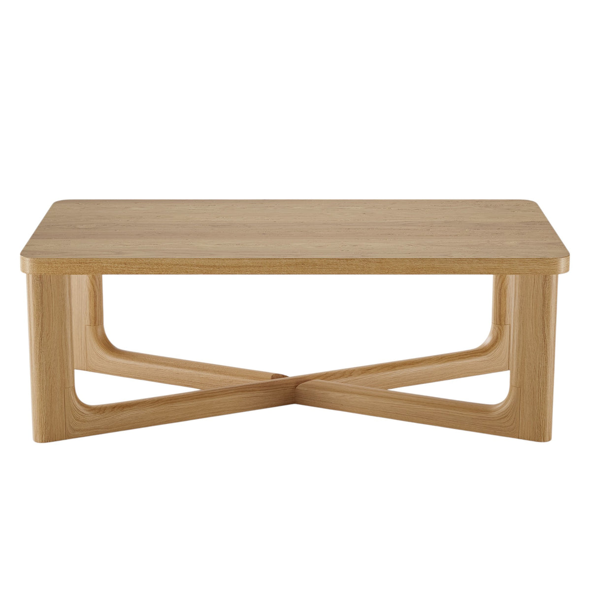 50" NATURAL SOLID WOOD CROSS LEGS COFFEE TABLE - Varnish & Vibe