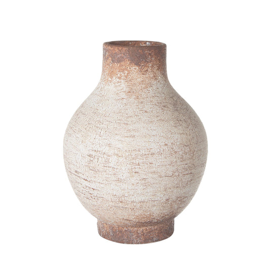 REDONDO 8" IVORY AND BROWN ARTISAN CERAMIC VASE